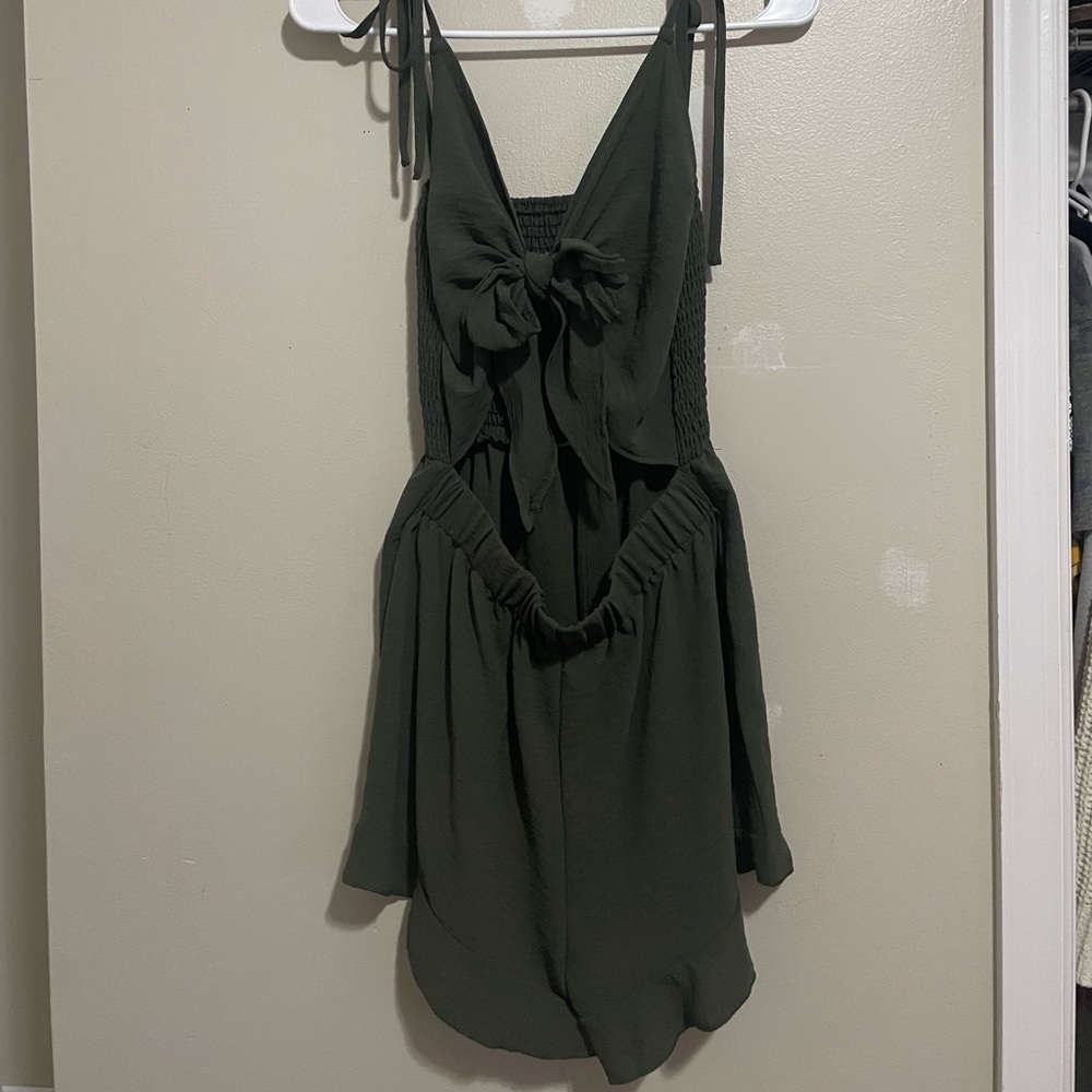 Green tie-top romper